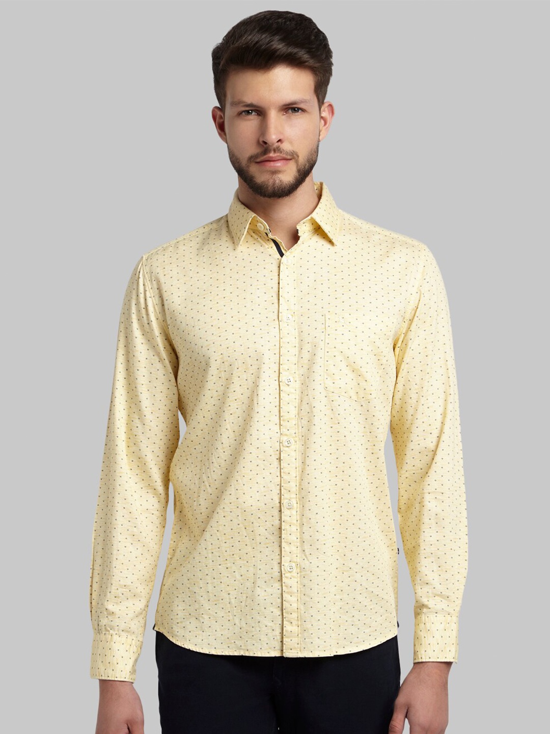 

Parx Men Yellow Slim Fit Printed Casual Shirt
