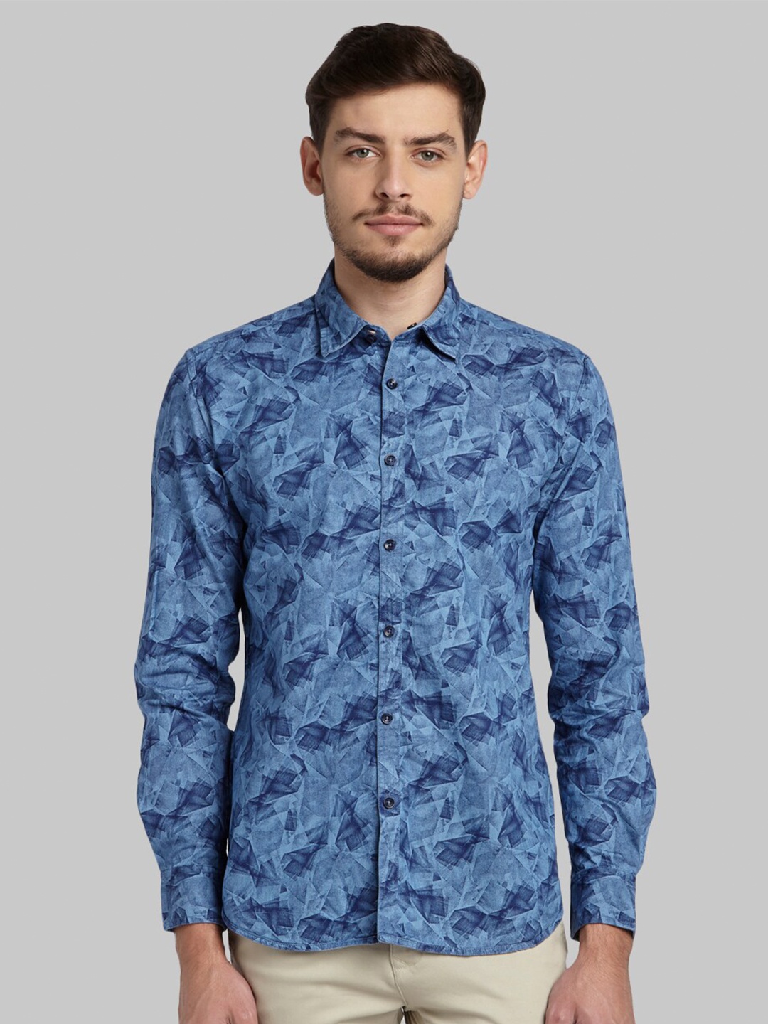 

Parx Men Blue Slim Fit Printed Casual Shirt