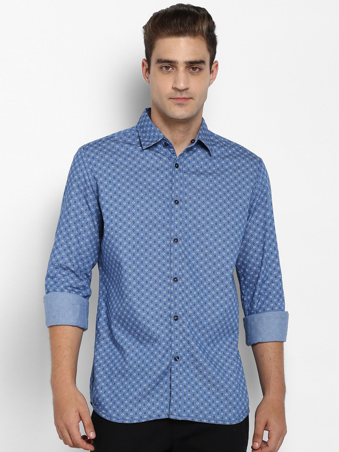 

Parx Men Blue Slim Fit Printed Casual Shirt