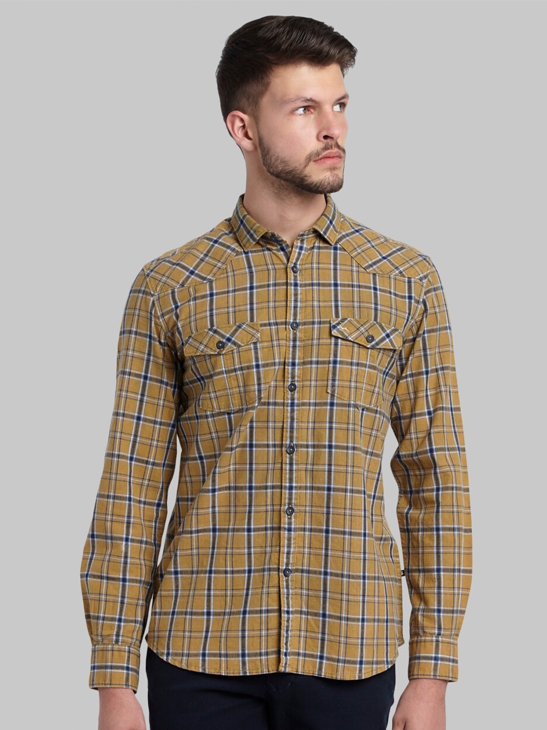 

Parx Men Yellow Slim Fit Checked Casual Shirt