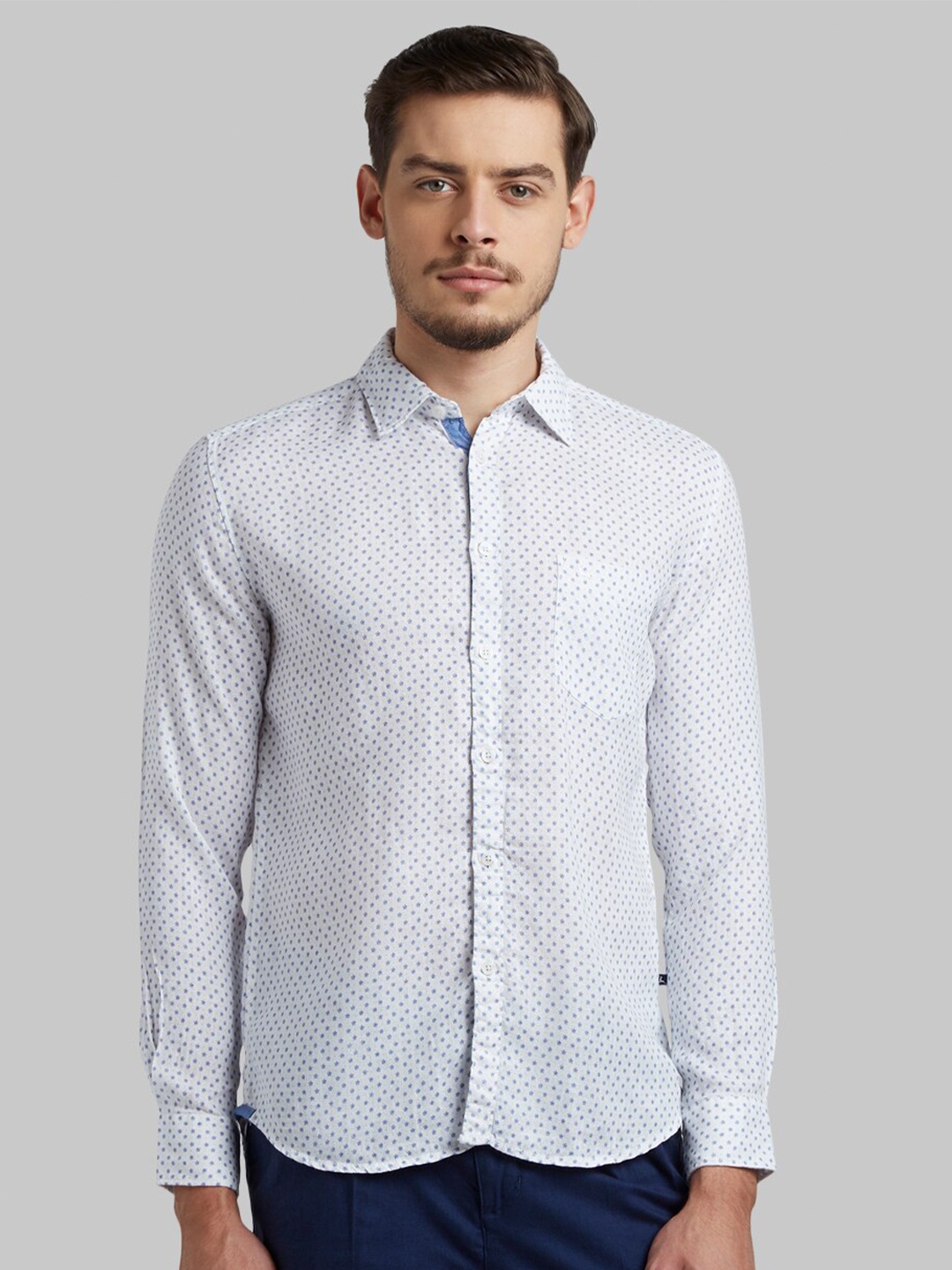 

Parx Men Blue Slim Fit Printed Casual Shirt