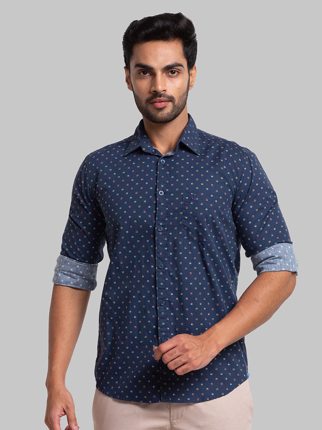 

Parx Men Blue Slim Fit Printed Casual Shirt