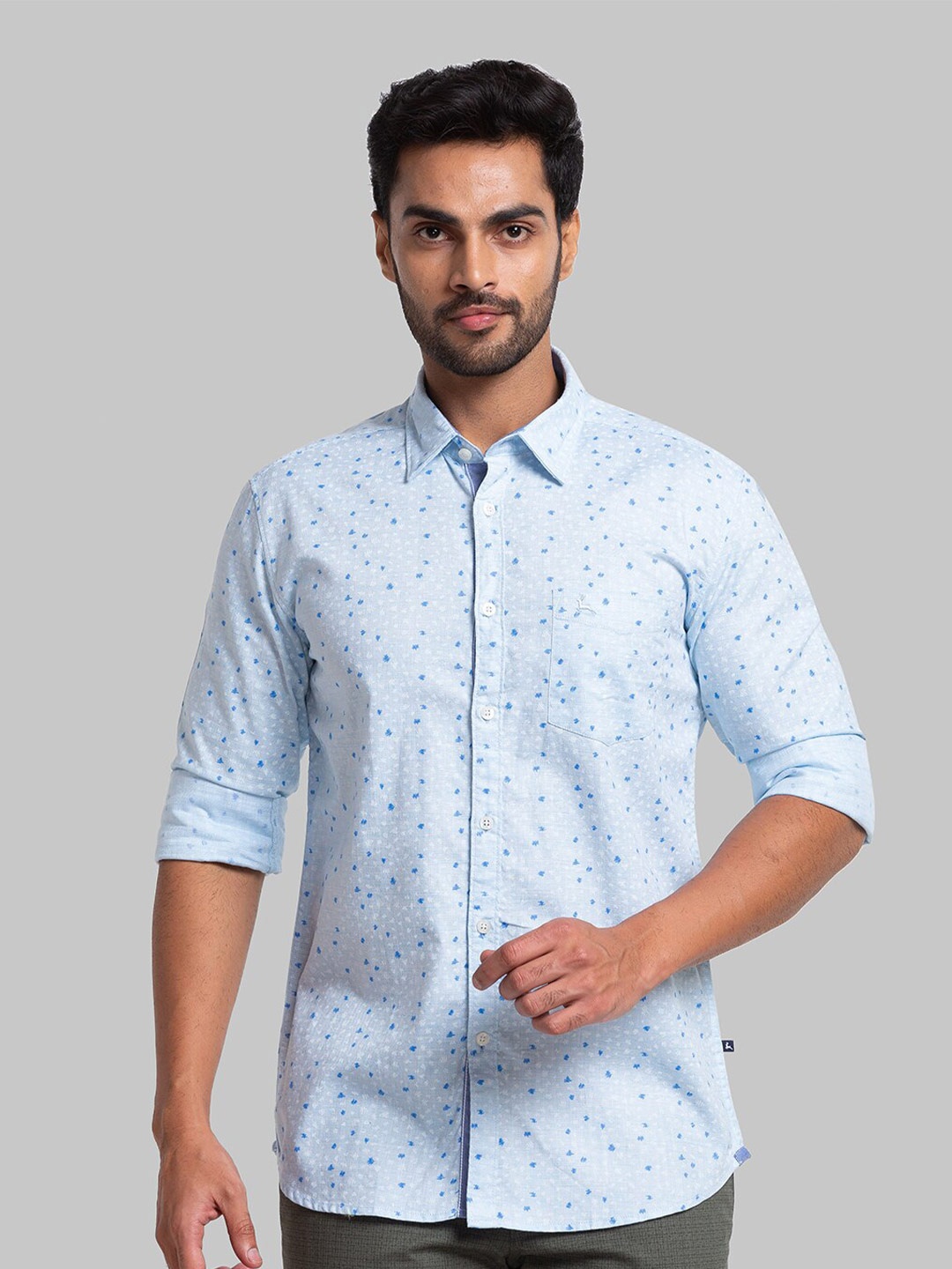 

Parx Men Blue Slim Fit Printed Casual Shirt
