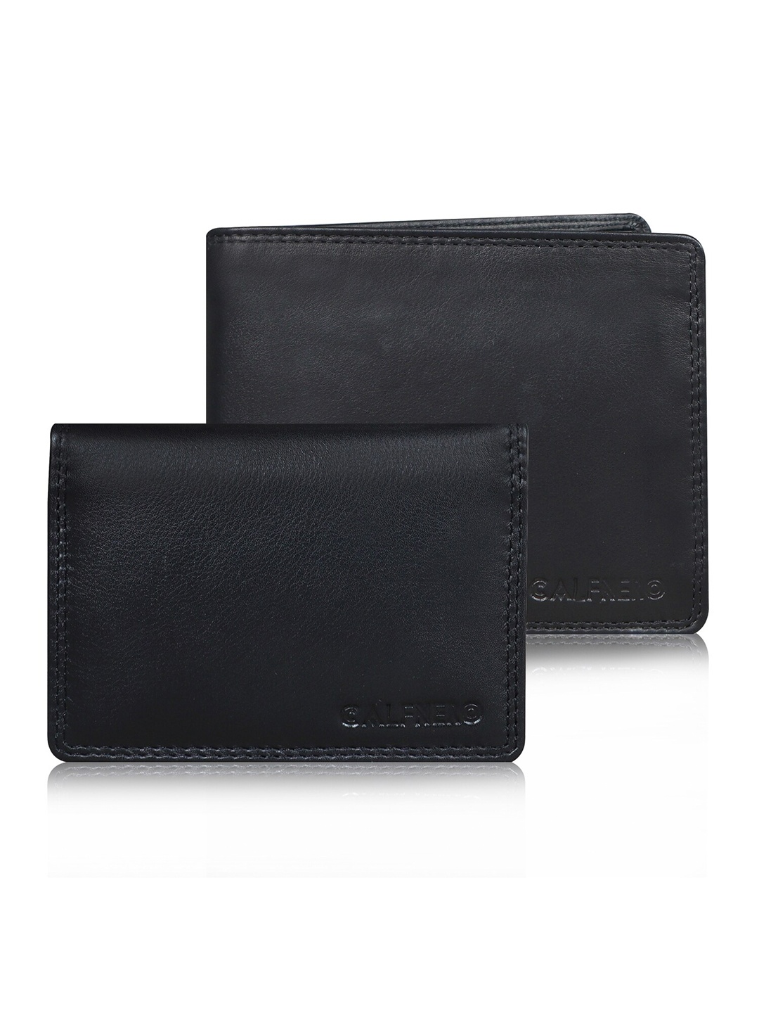 

CALFNERO Men Black Leather Two Fold Wallet