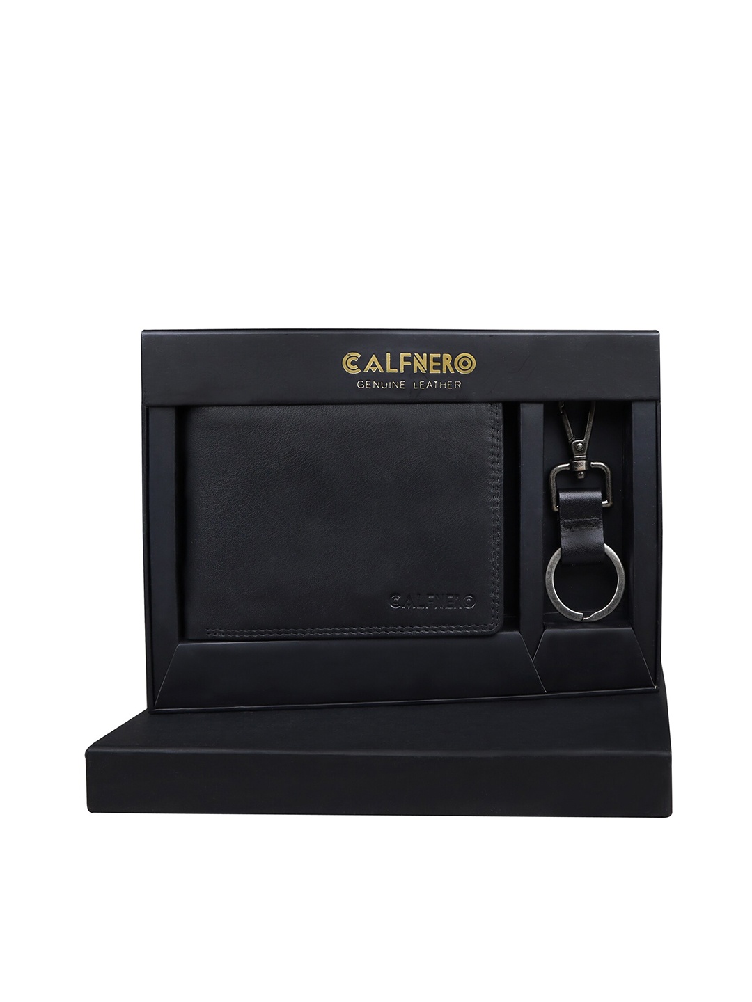 

CALFNERO Men Black Leather Two Fold Wallet