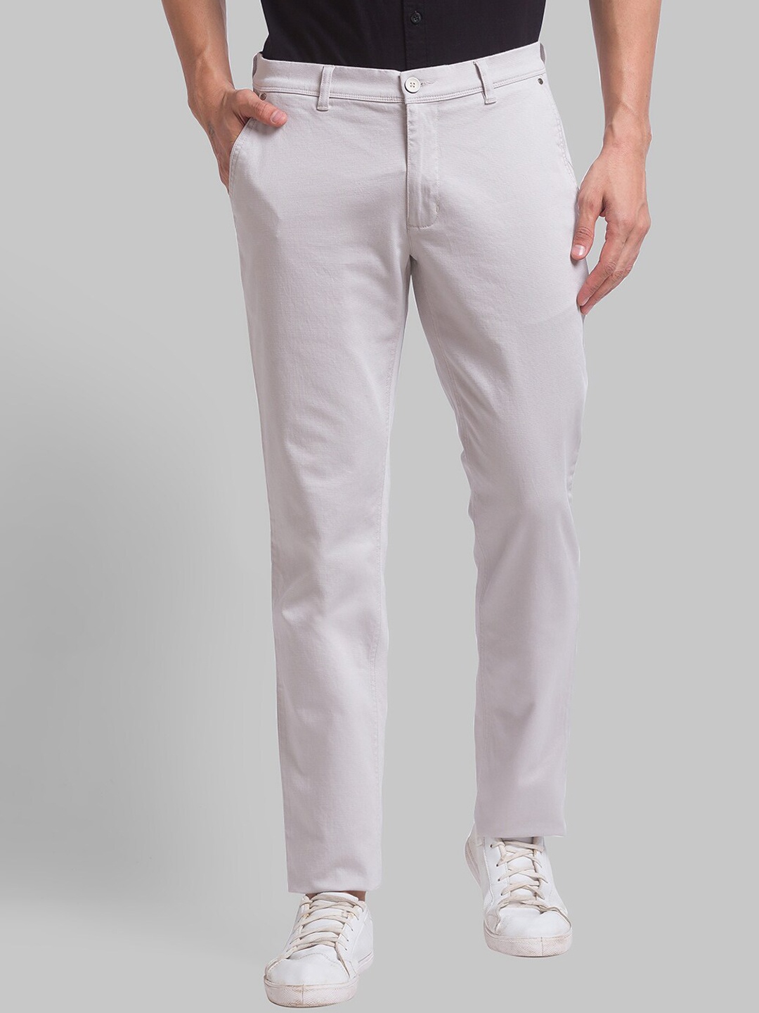 

Parx Men Grey Tapered Fit Casual Trouser