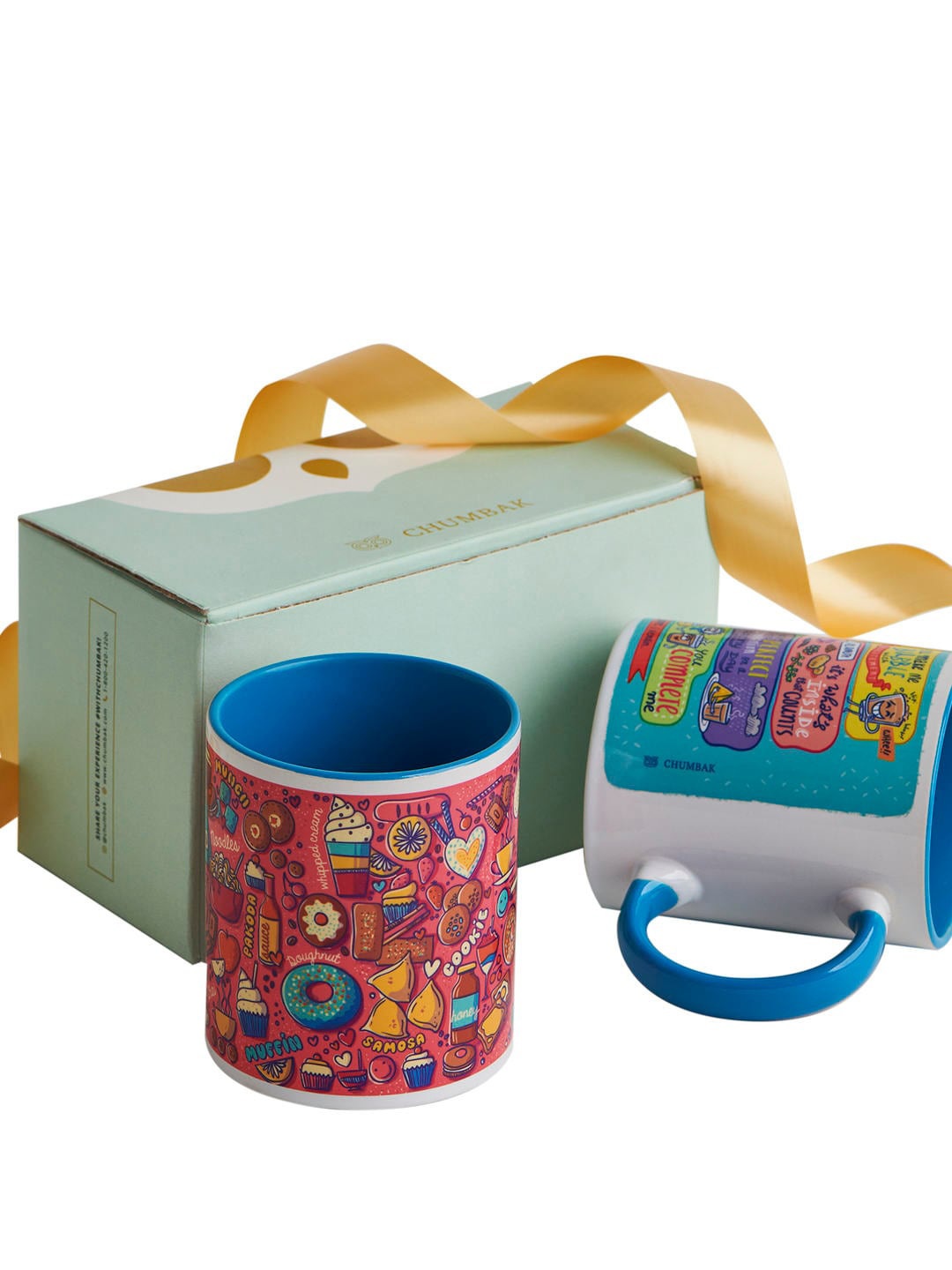 

Chumbak 2 Pieces Multi-Coloured Ceramic Mug Set, Blue