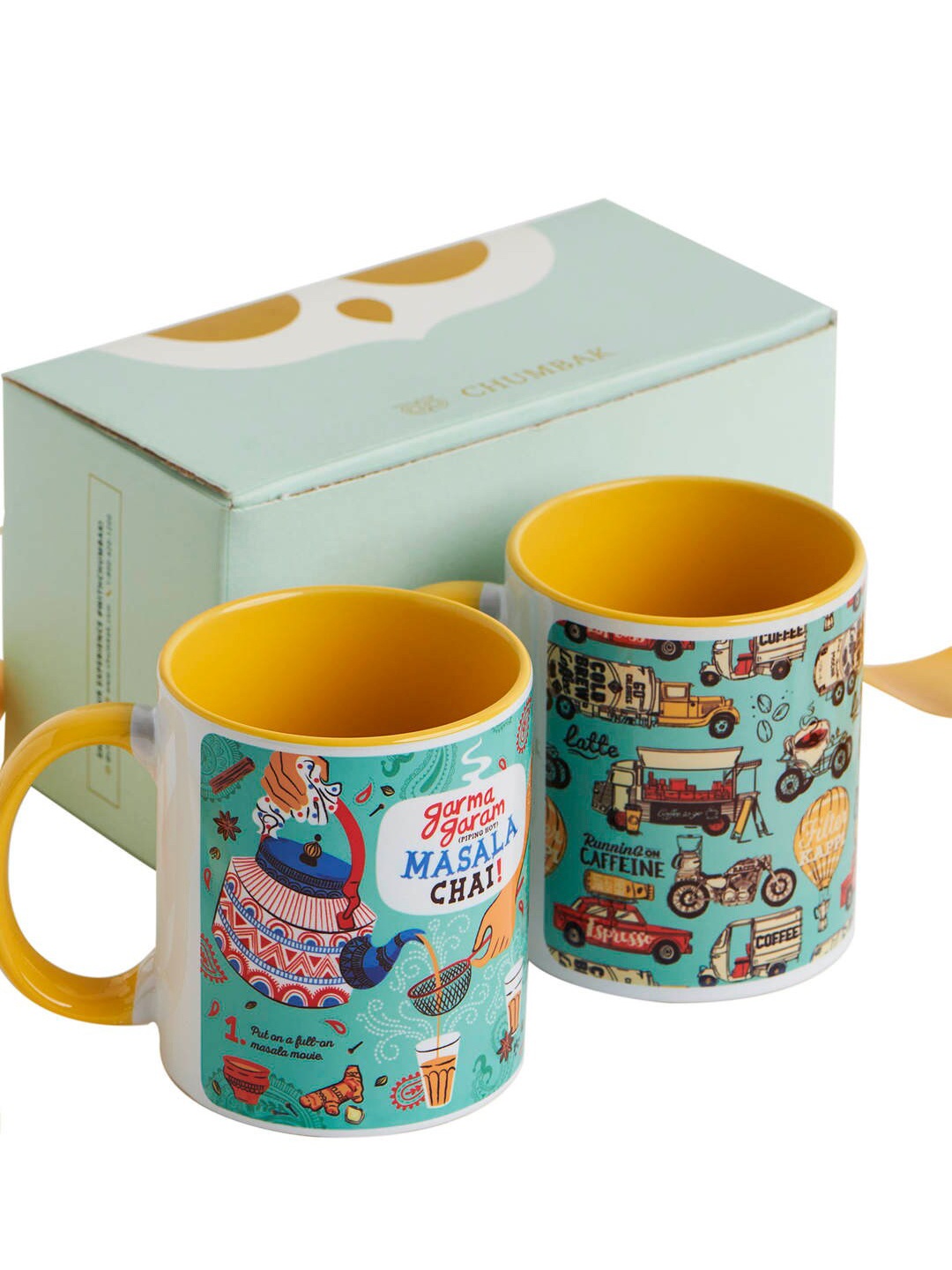 

Chumbak Pack of 2 Yellow Printed Ceramic Mugs