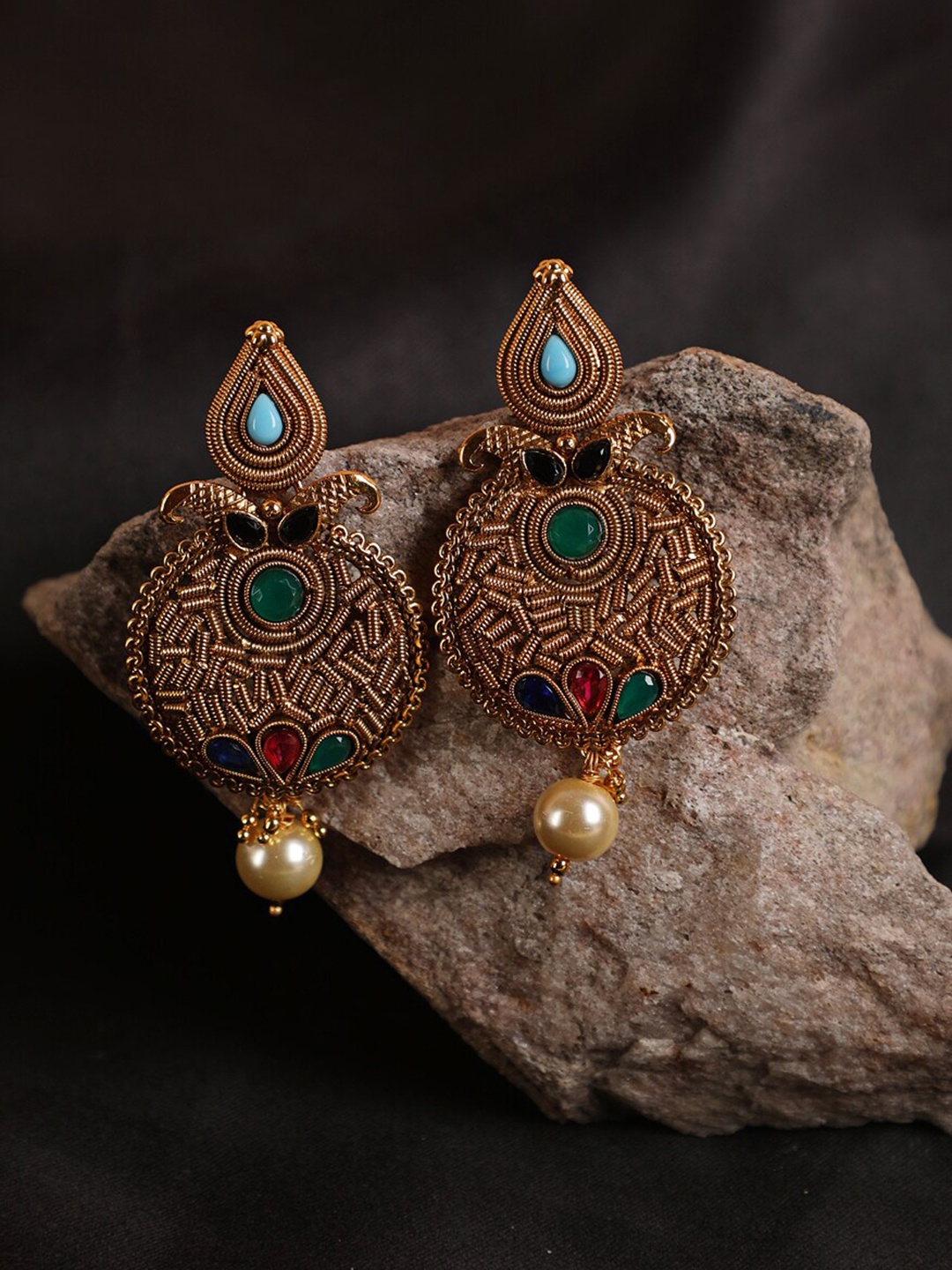 

Jazz and Sizzle Gold-Toned Contemporary Drop Earrings