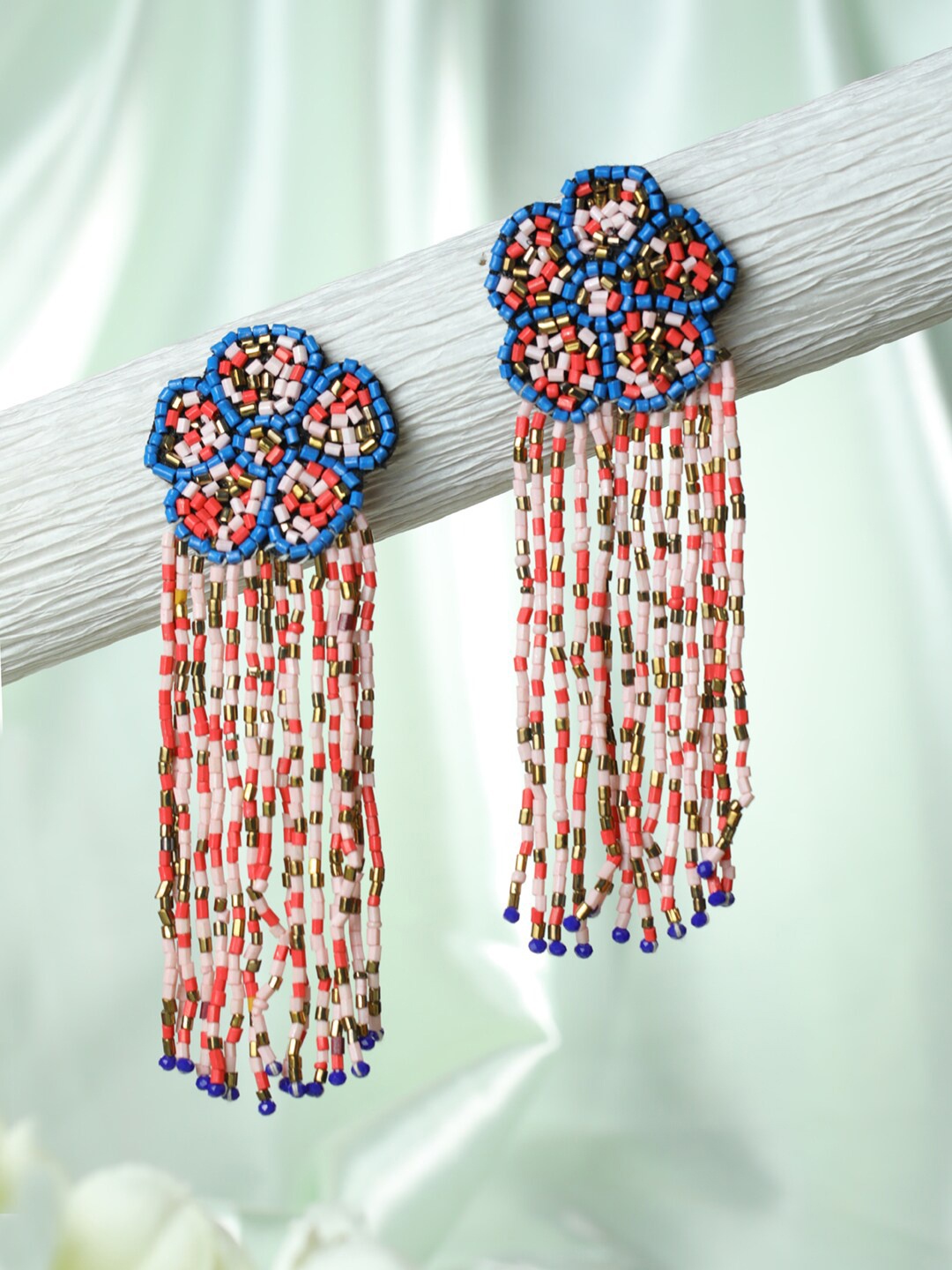 

Jazz and Sizzle Blue Floral Drop Earrings