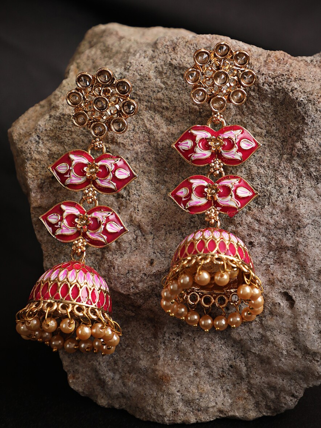

Jazz and Sizzle Red Contemporary Jhumkas Earrings