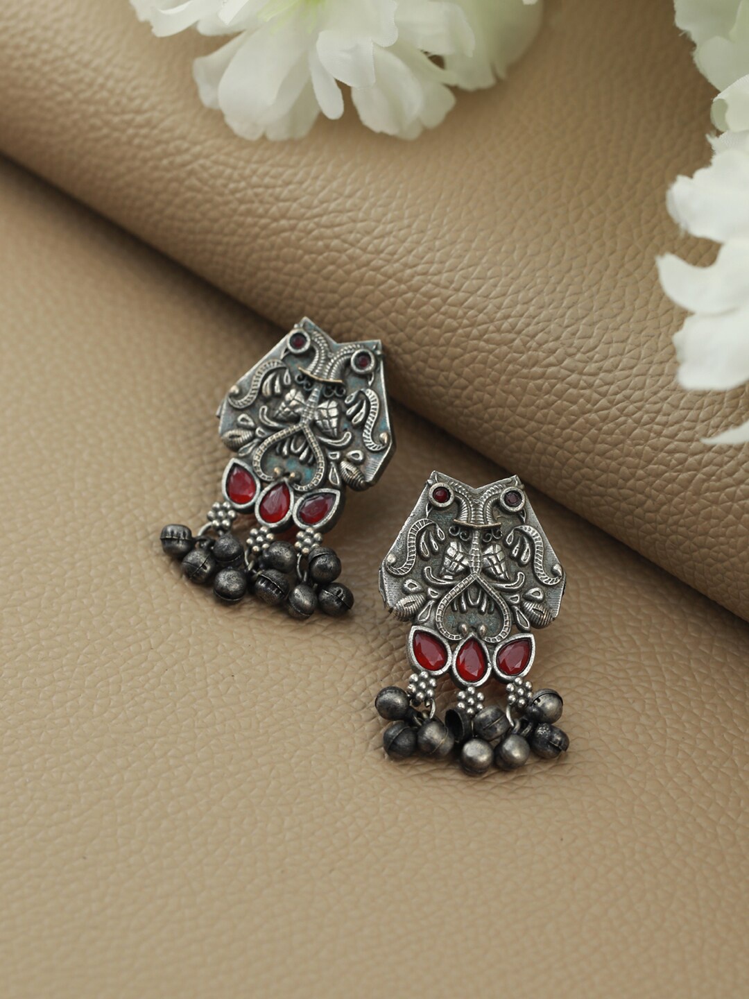 

Jazz and Sizzle Silver-Toned Animal Shaped Jhumkas Earrings