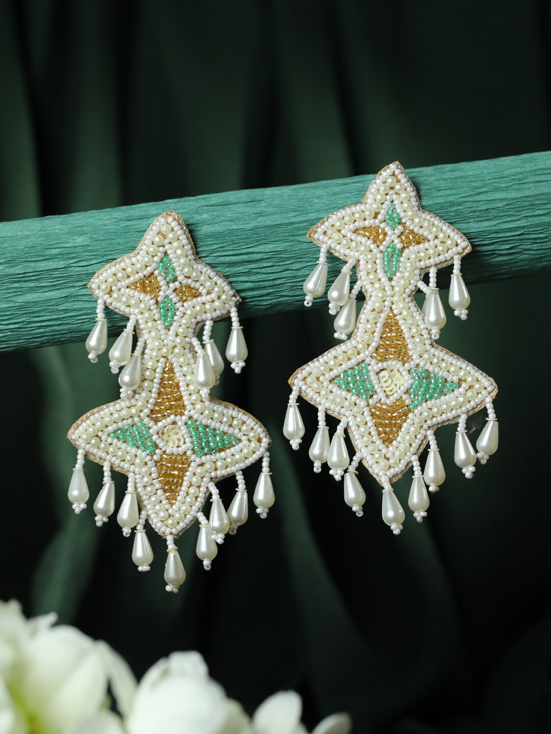 

Jazz and Sizzle Cream-Coloured Contemporary Hoop Earrings