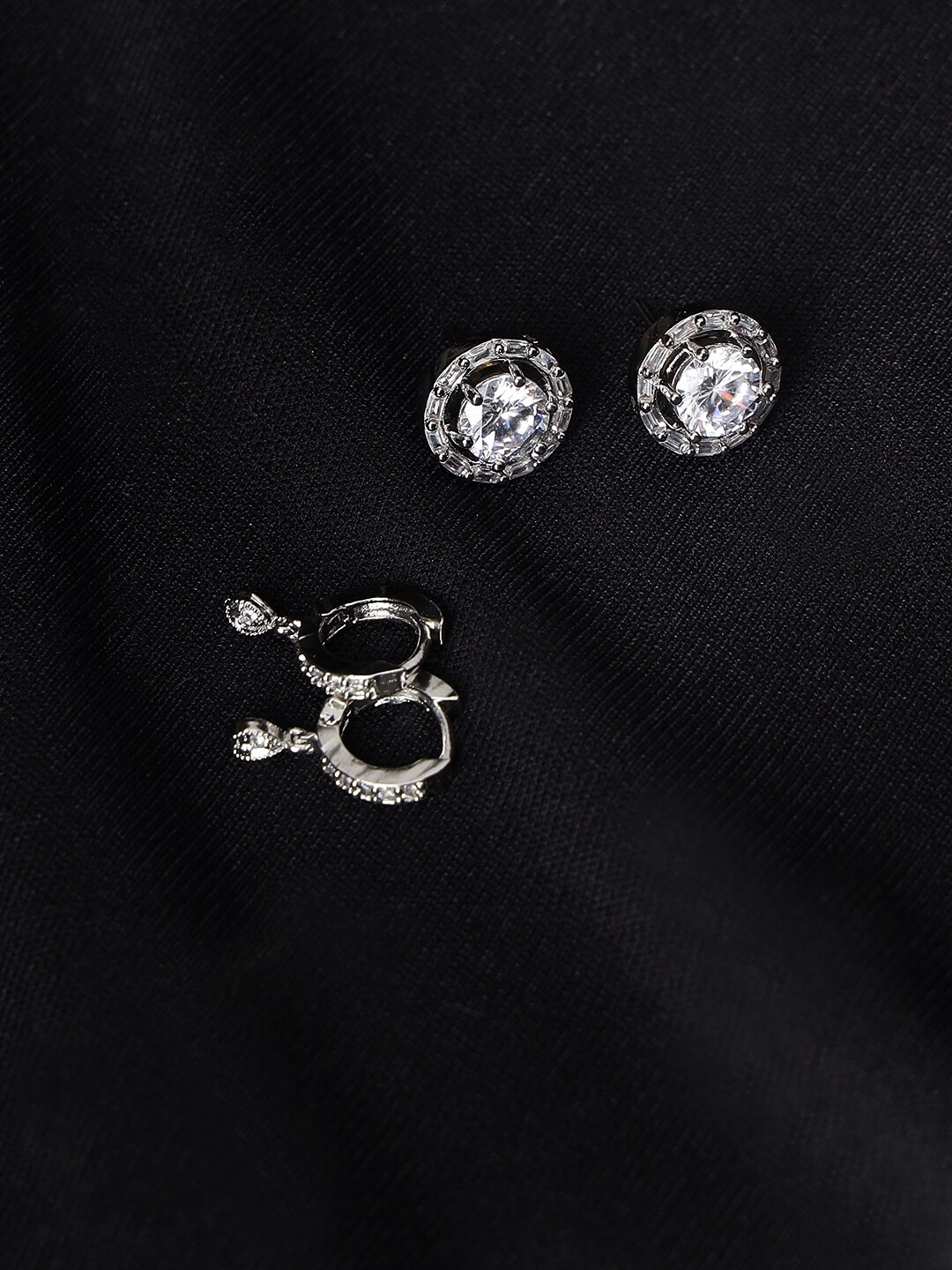 

Jazz and Sizzle Pack Of 2 Silver-Toned Circular Studs Earrings