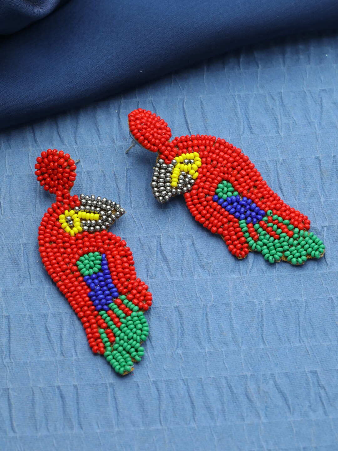 

Jazz and Sizzle Red & Green Silver-Plated Contemporary Drop Earrings