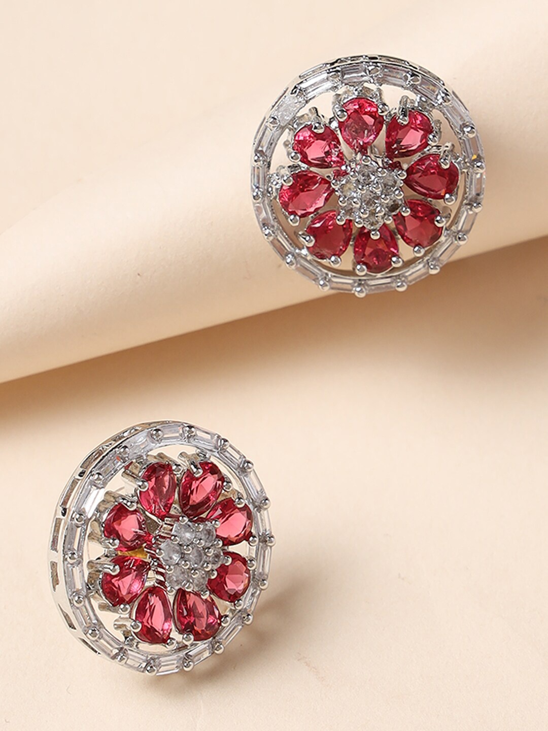 

Jazz and Sizzle Red Circular Studs Earrings