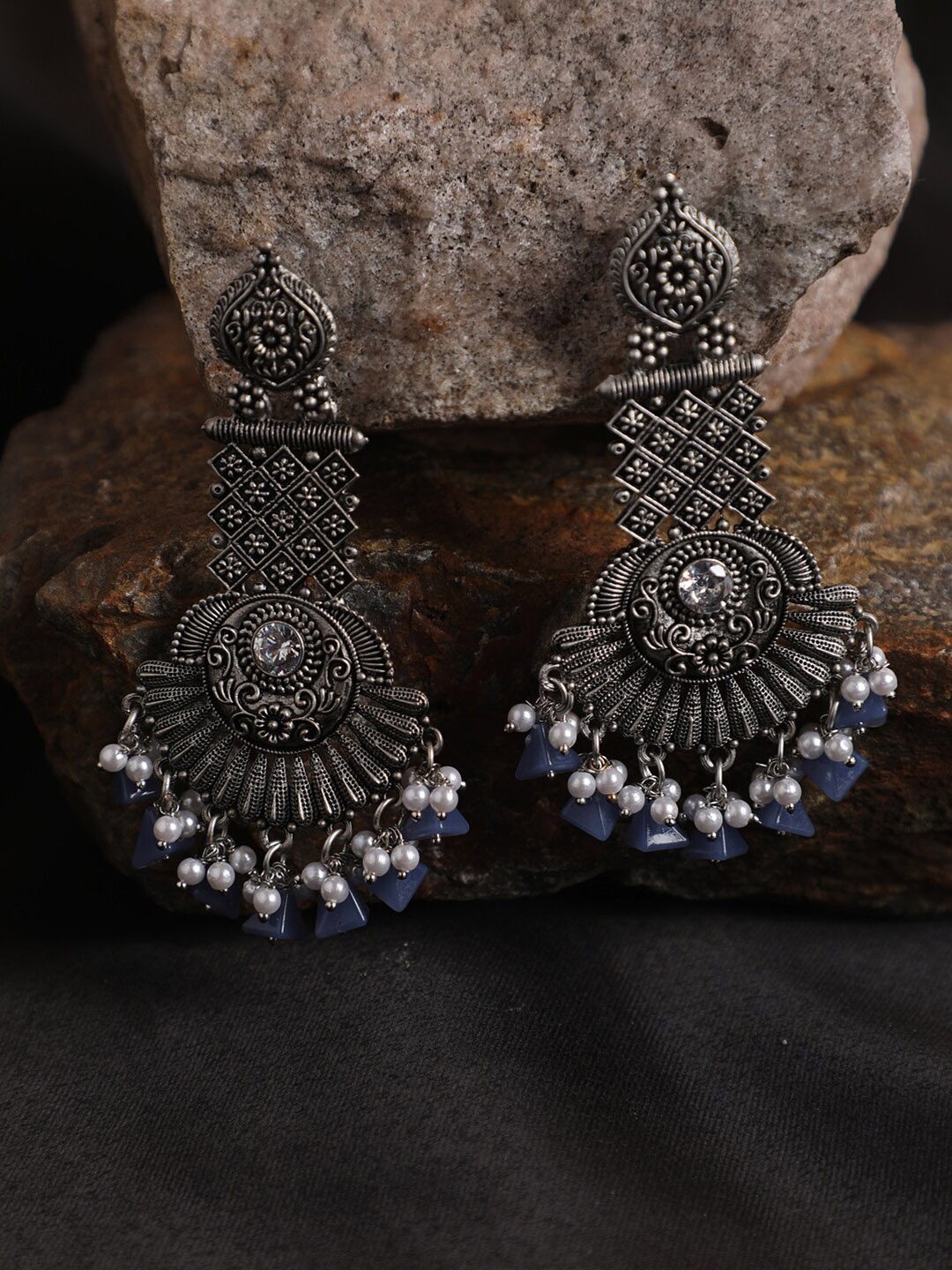 

Jazz and Sizzle Silver-Toned Contemporary Drop Earrings