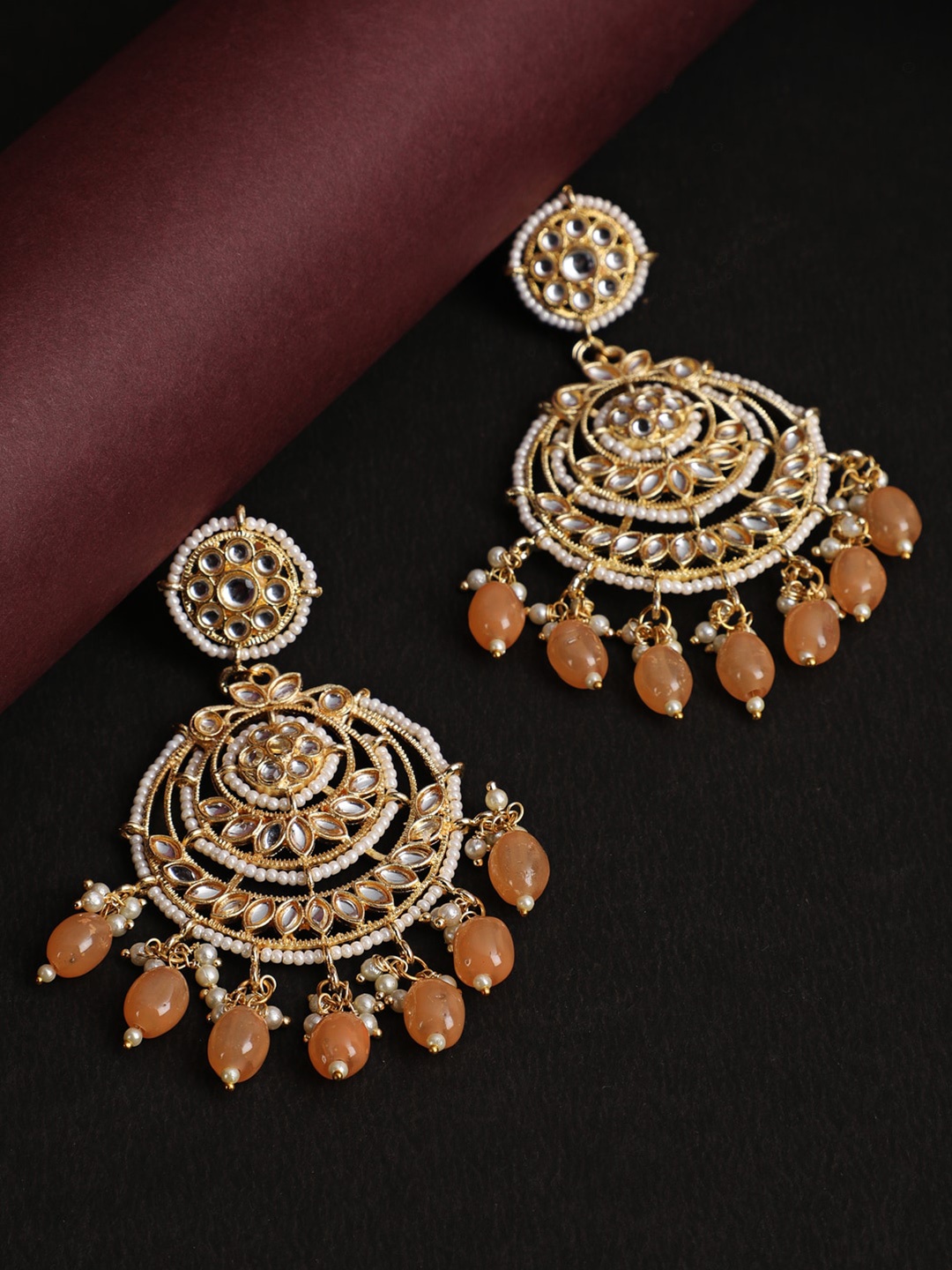 

Jazz and Sizzle Orange Crescent Shaped Drop Earrings
