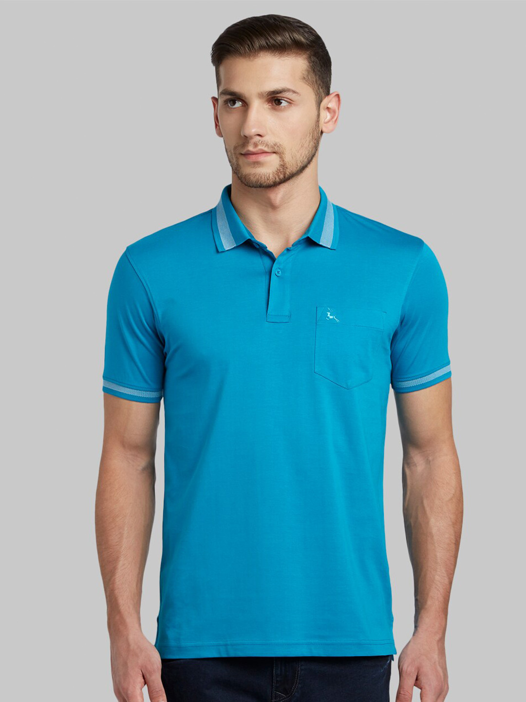 

Parx Men Blue Polo Collar T-shirt