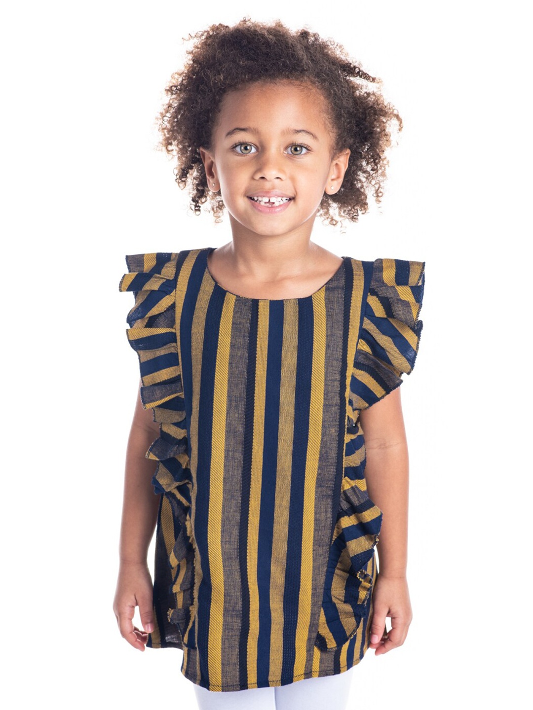 

Cherry Crumble Girls Yellow Striped Top