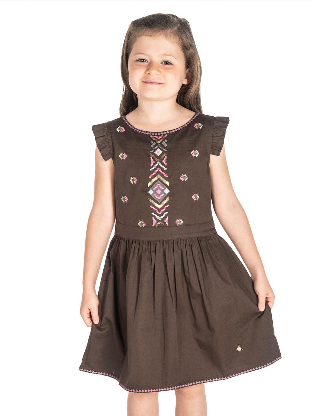

Cherry Crumble Brown A-Line Dress