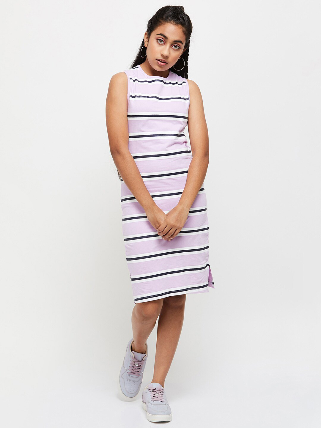 

max Girl Lavender Striped Sheath Dress