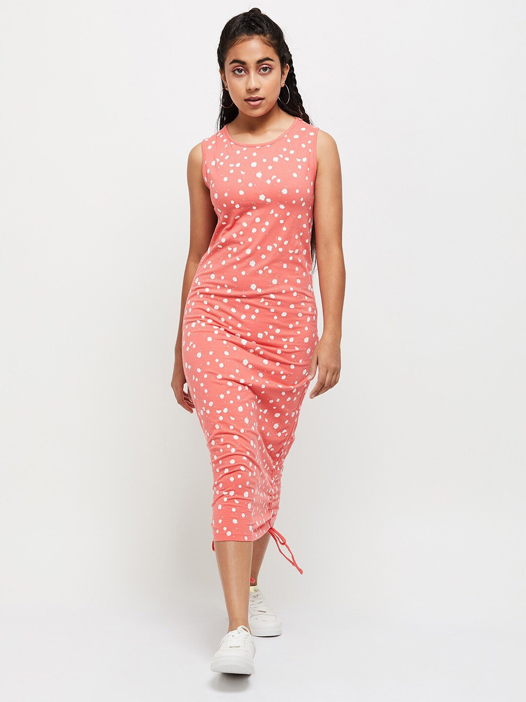 

max Teens Girls Pink Floral Sheath Midi Dress