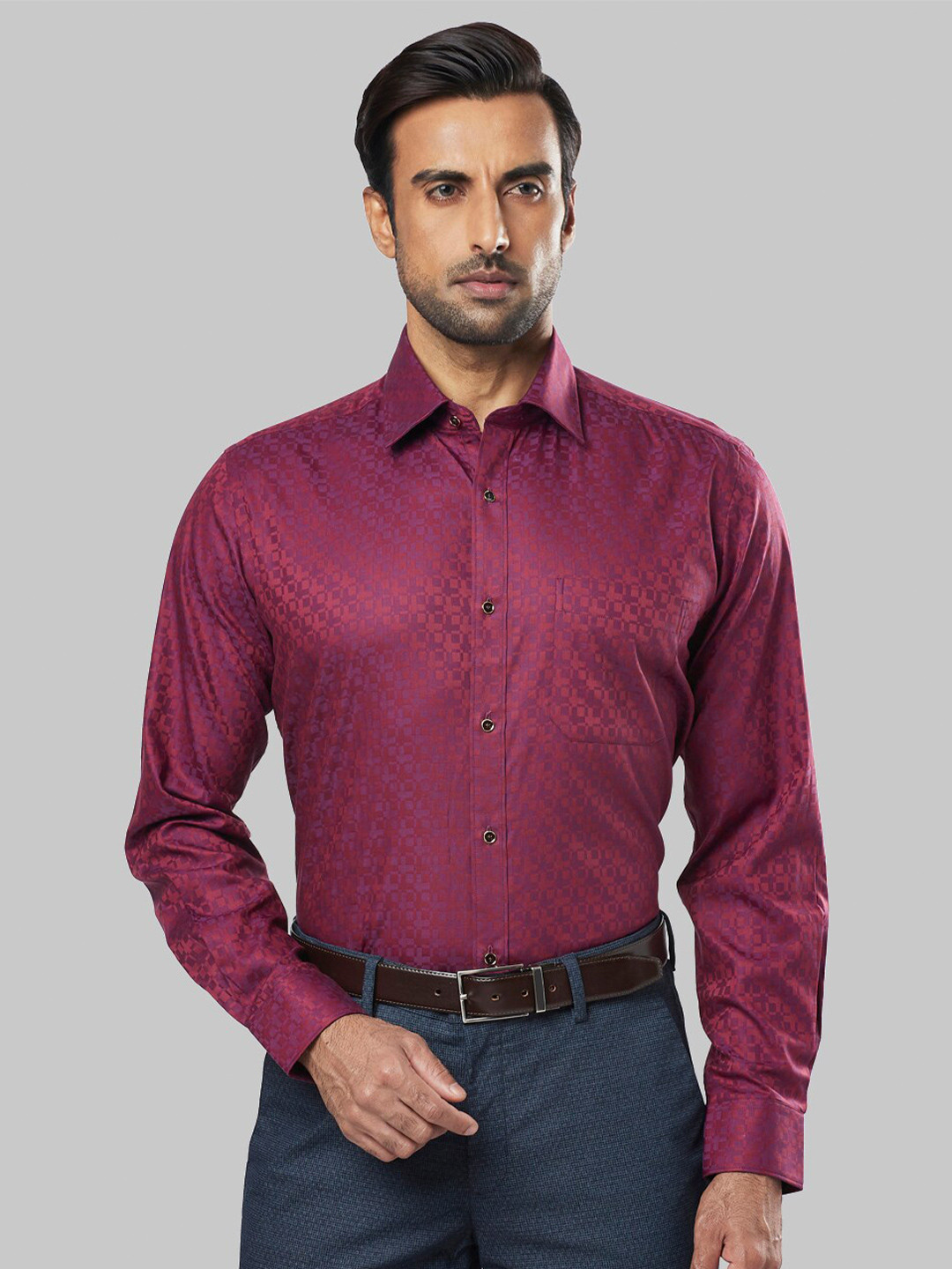 

Raymond Men Purple Self Design Formal Shirt