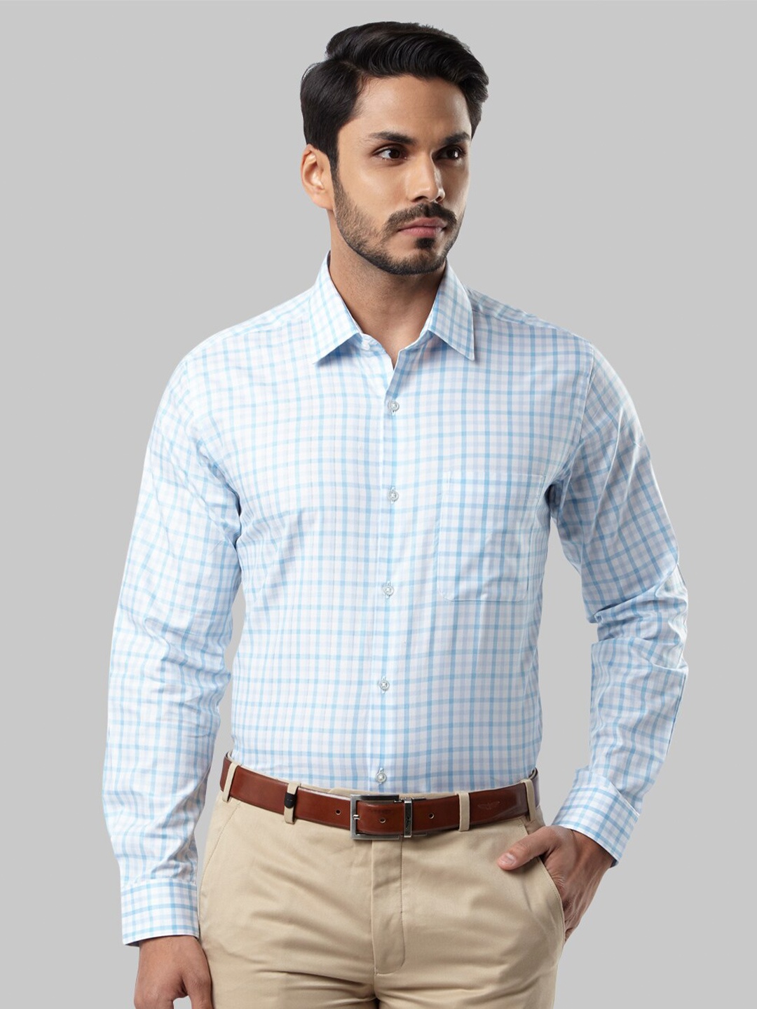 

Raymond Men Blue Checked Casual Shirt