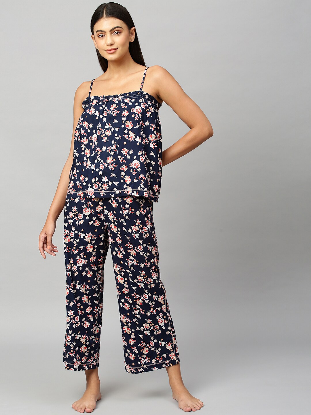 

Chemistry Women Navy Blue Printed Night suit