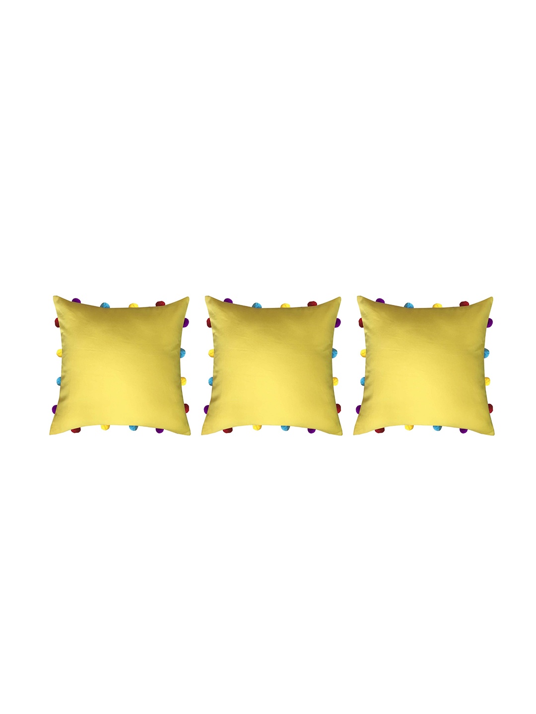 

Lushomes Yellow & Blue Set of 3 Square Cushion Covers