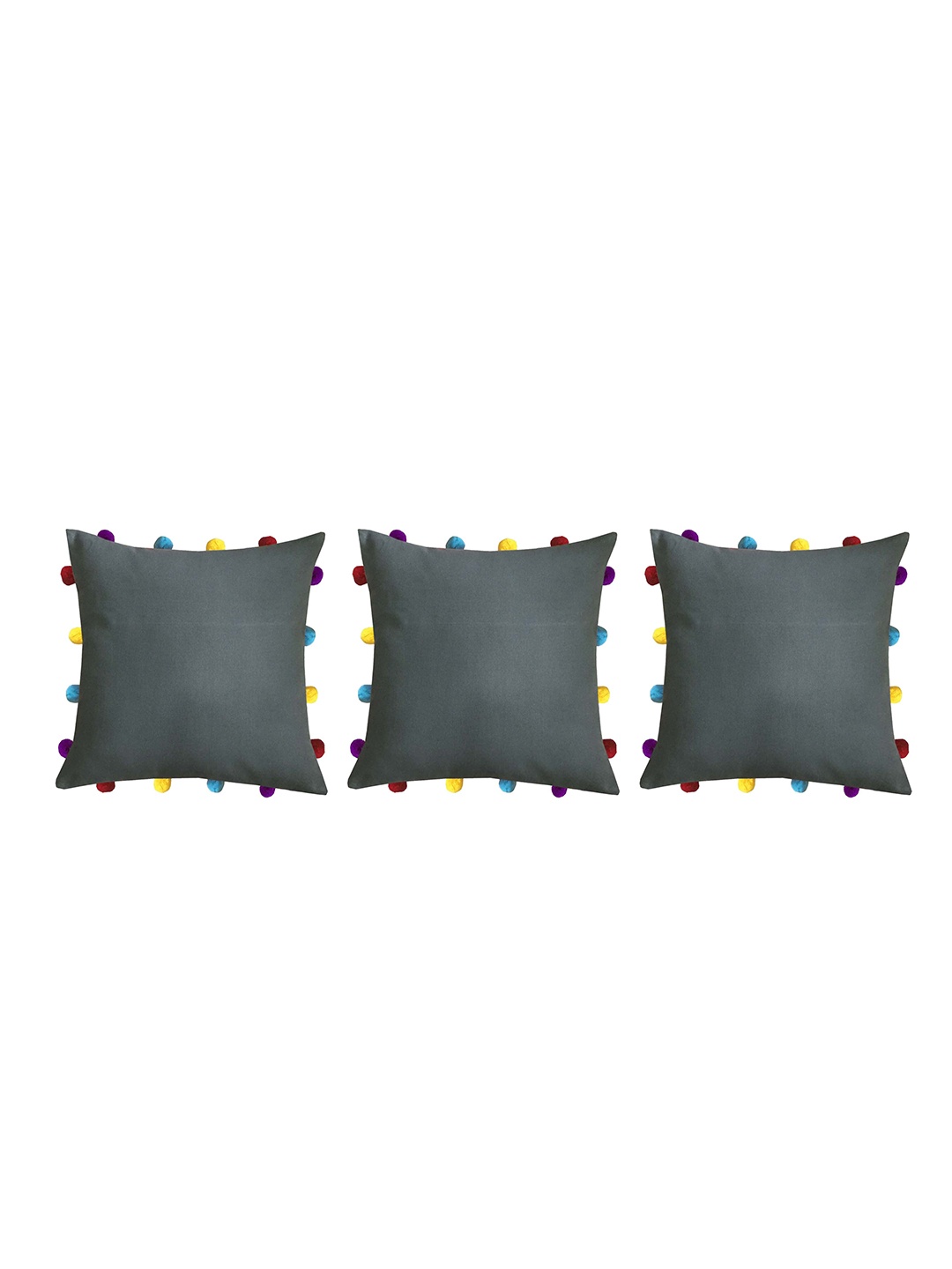 

Lushomes Grey & Red Set of 3 Square Cushion Covers
