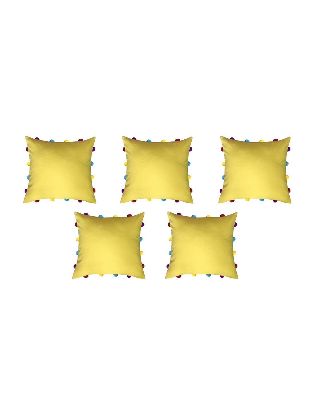 

Lushomes Yellow & Red Set of 5 Square Cushion Covers