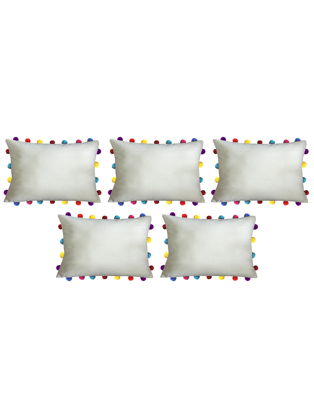 

Lushomes Beige & Blue Set of 3 Rectangle Cushion Covers
