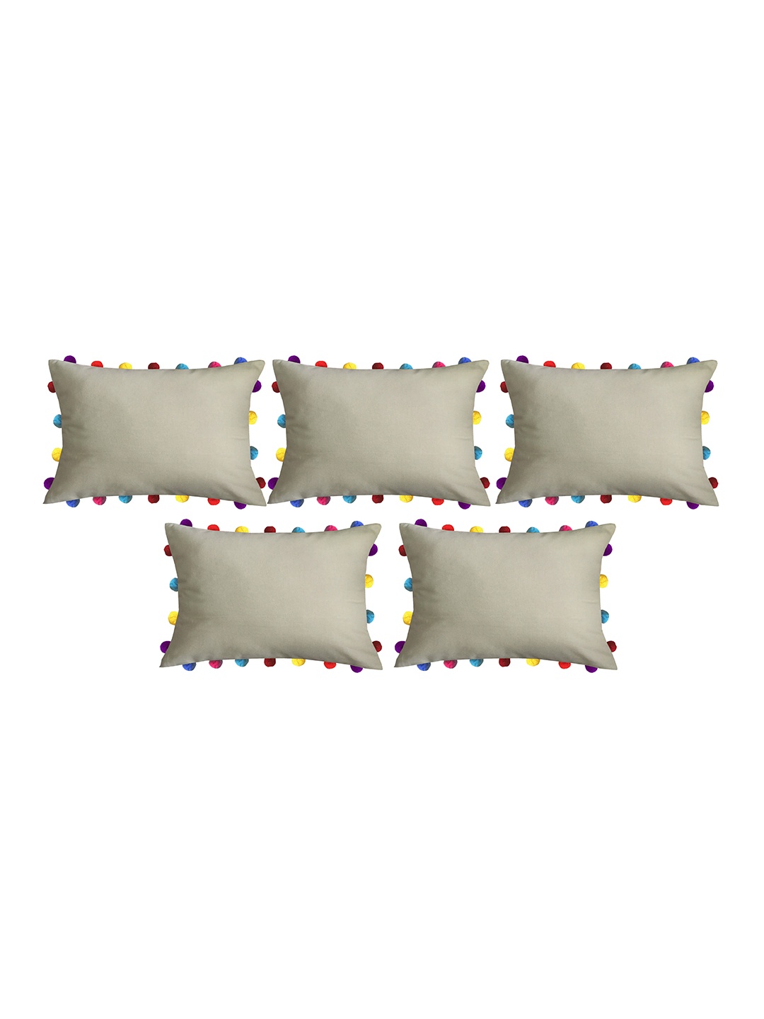 

Lushomes Beige & Blue Set of 3 Rectangle Cushion Covers