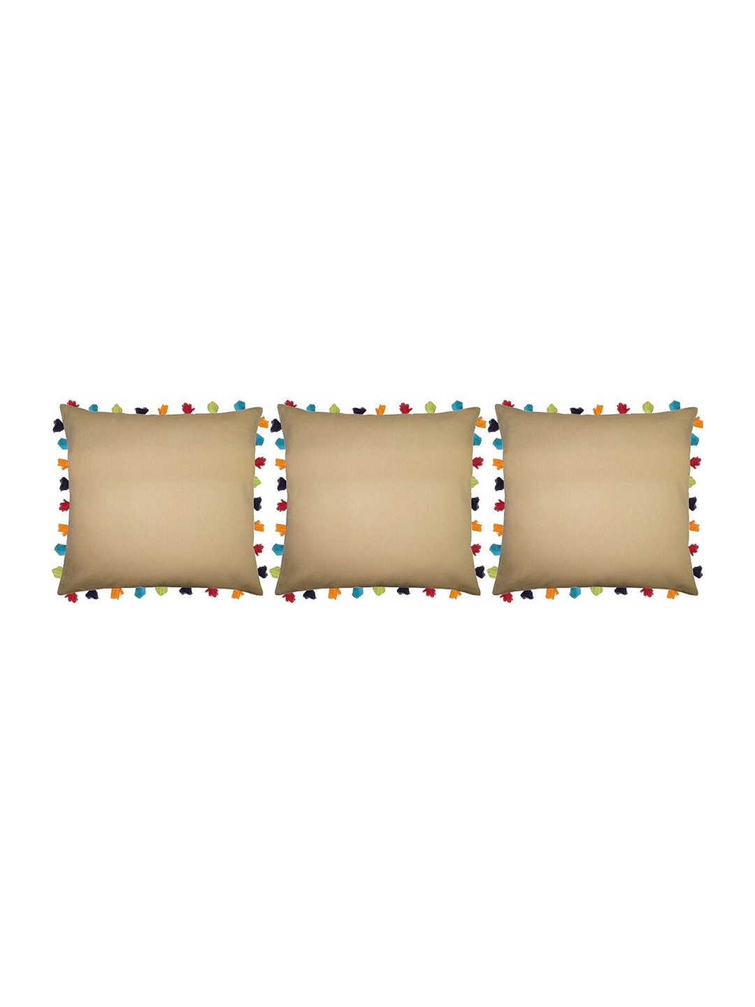 

Lushomes Beige & Blue Set of 3 Square Cushion Covers