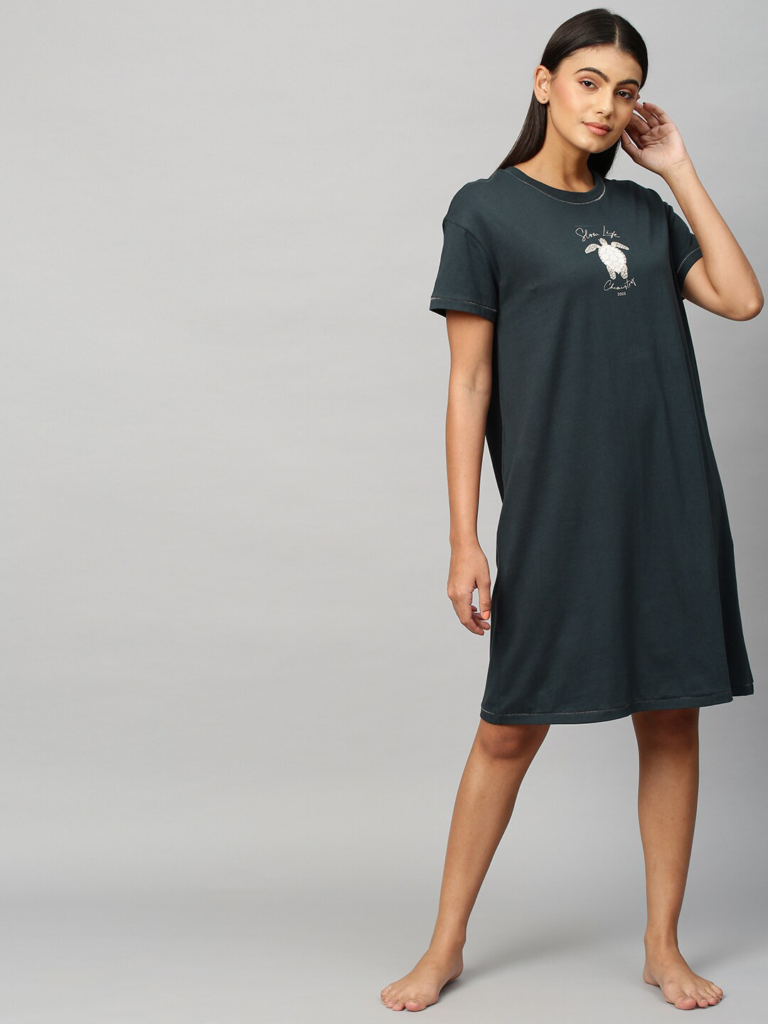 

Chemistry Women Charcoal Printed Nightdress