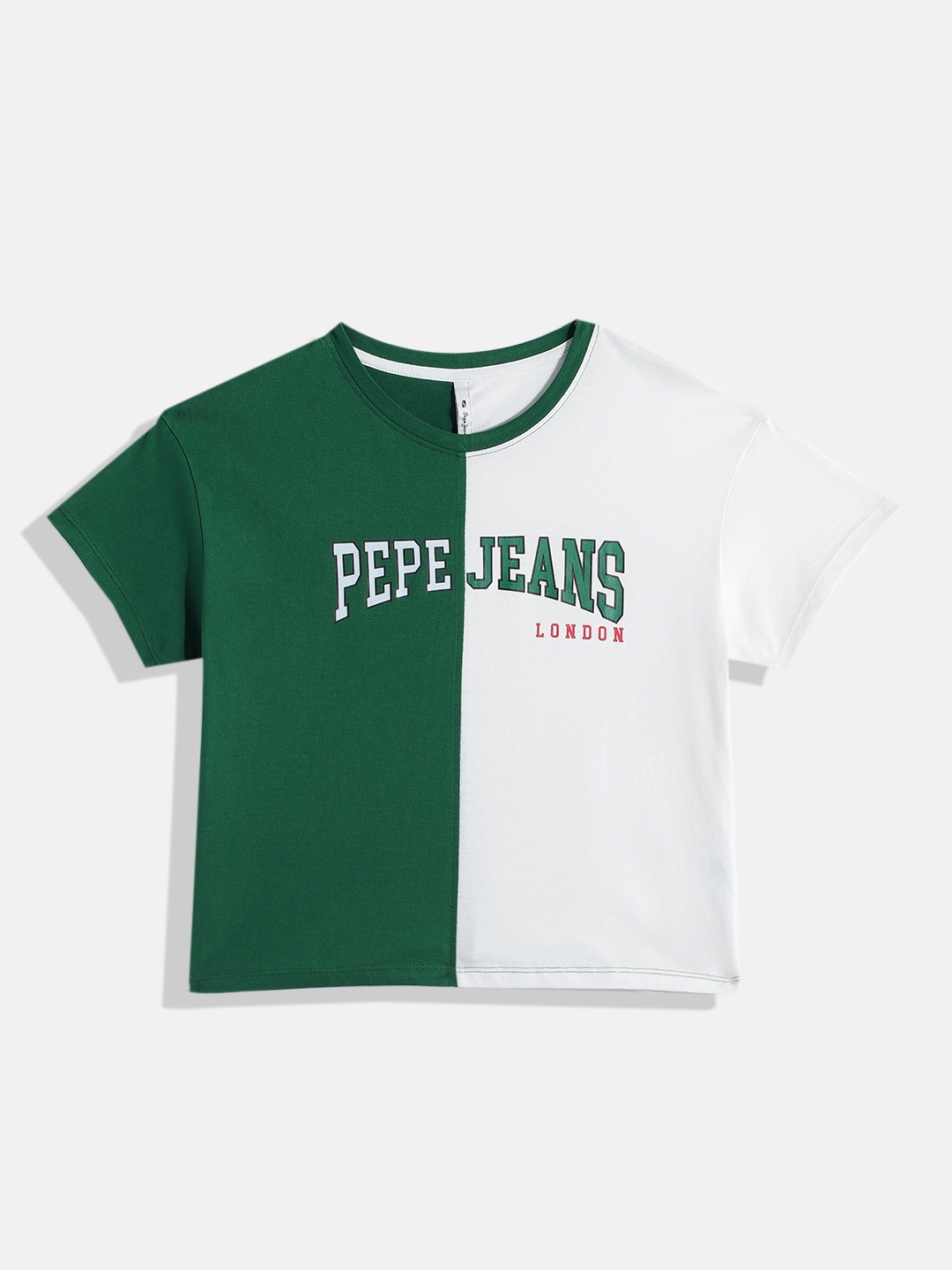 

Pepe Jeans Girls Brand Logo Printed Pure Cotton T-shirt, Green