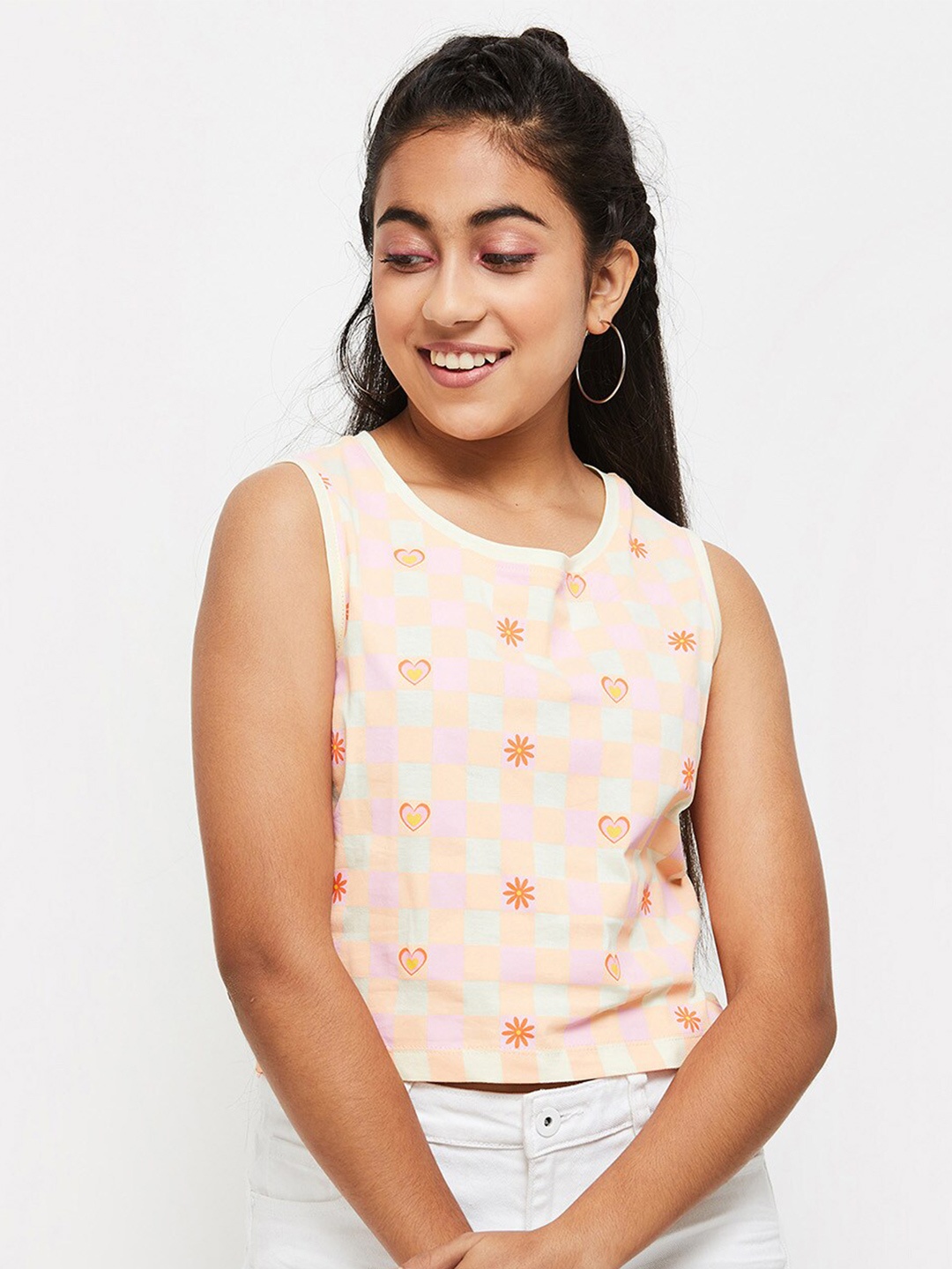 

max Girls Pink Floral Print Top