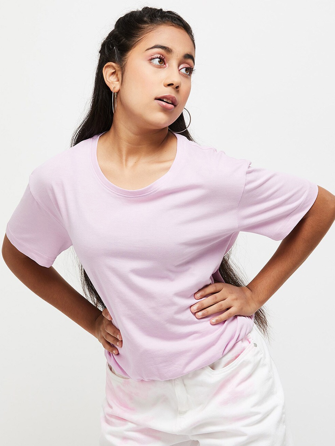 

max Girls Solid Lavender Top