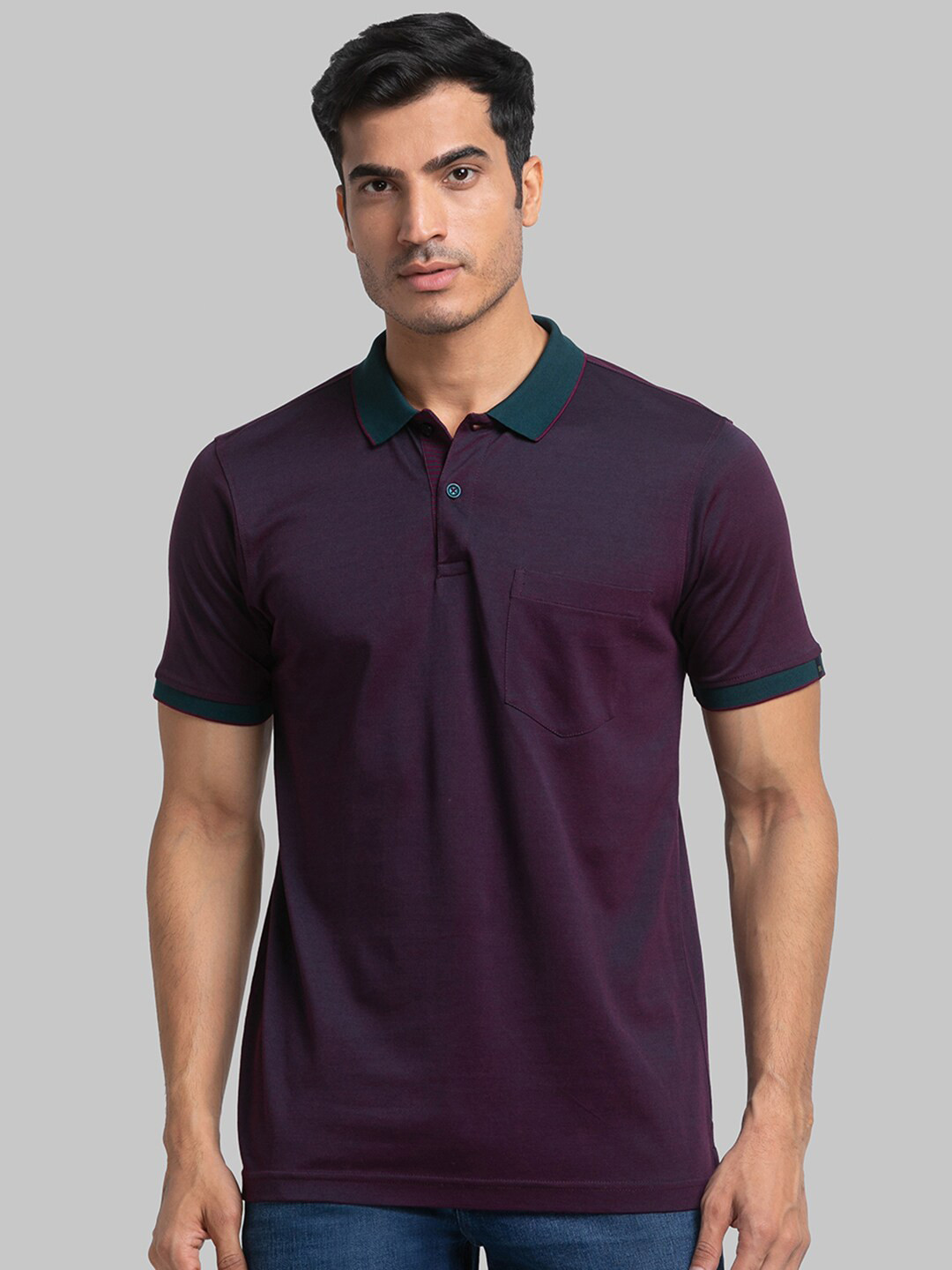 

Raymond Men Green Self Design Cotton Tshirts