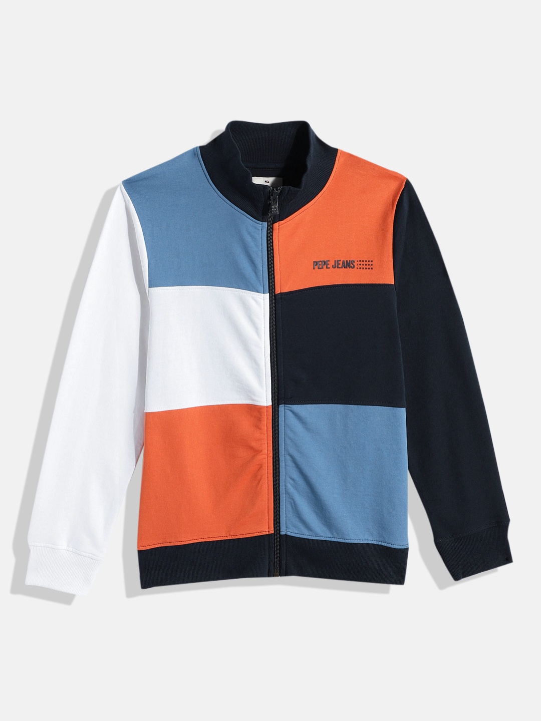 Pepe Jeans Boys Colourblocked Pure Cotton Sweatshirt, Navy blue