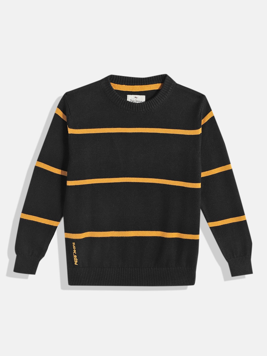 

Pepe Jeans Boys Striped Pure Cotton Pullover, Black