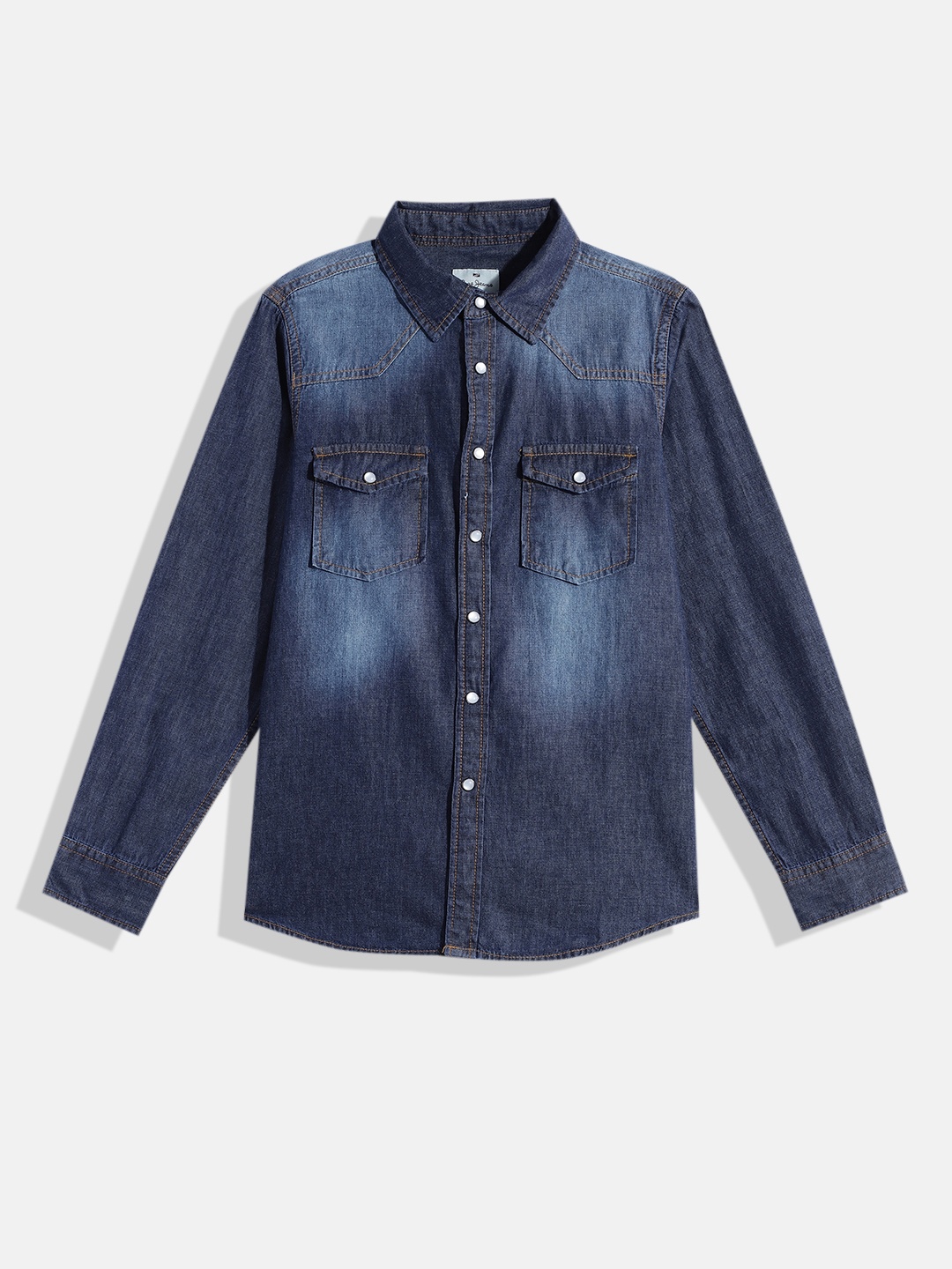 

Pepe Jeans Boys Pure Cotton Faded Casual Shirt, Navy blue