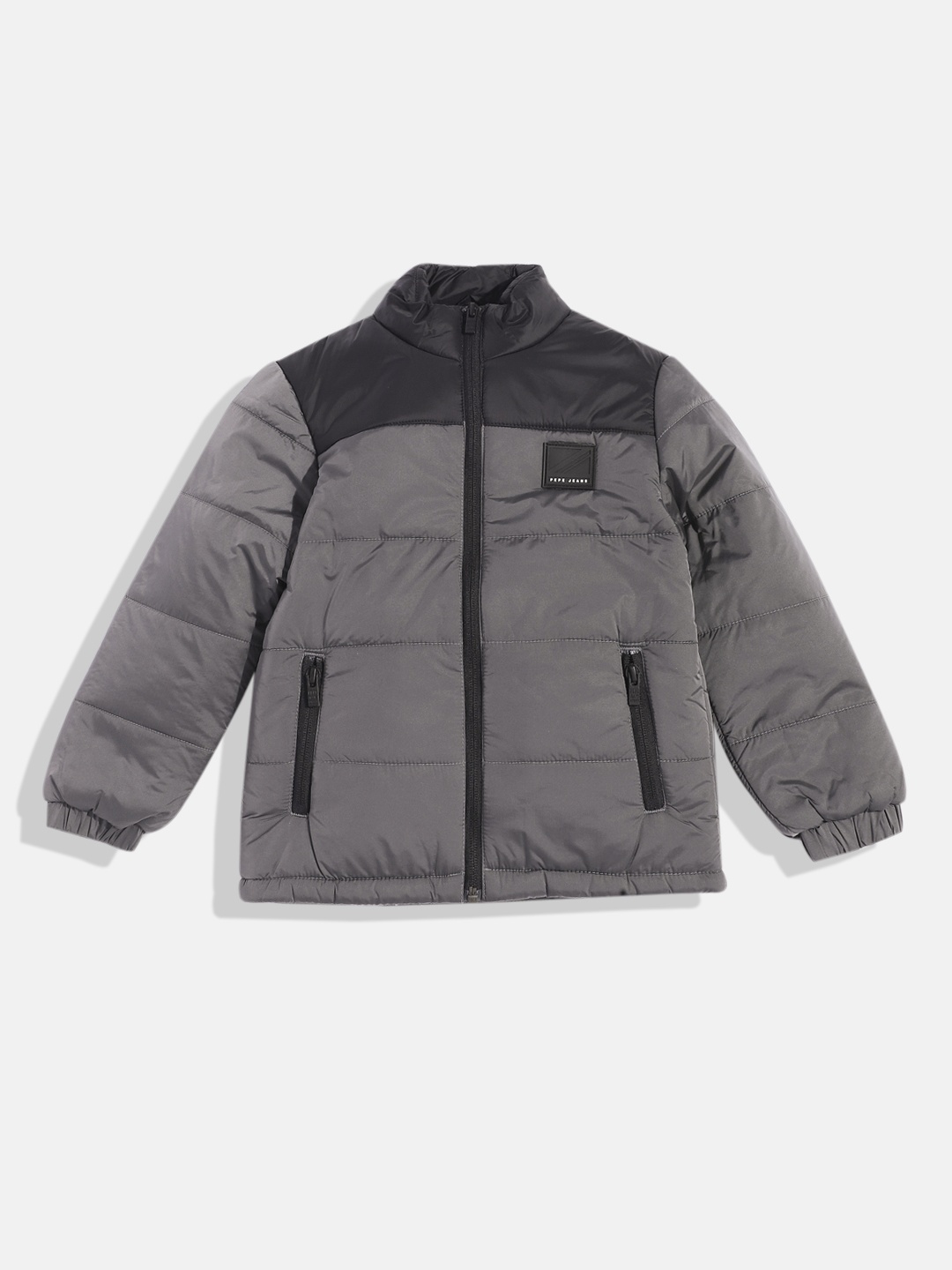 Pepe Jeans Boys Solid Puffer Jacket, Grey