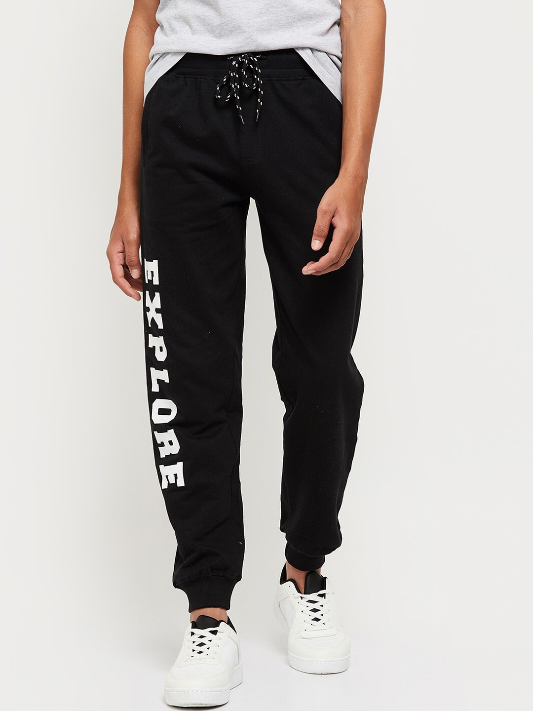 

max Boys Black Solid Cotton Joggers