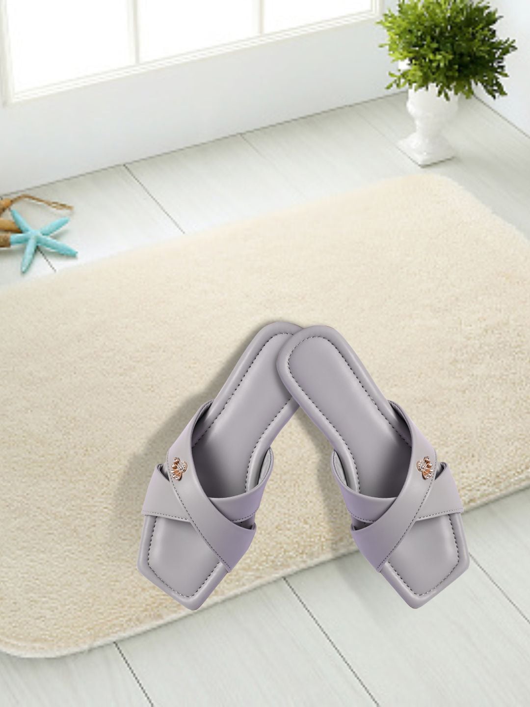 

PERY PAO Women Grey Open Toe Flats
