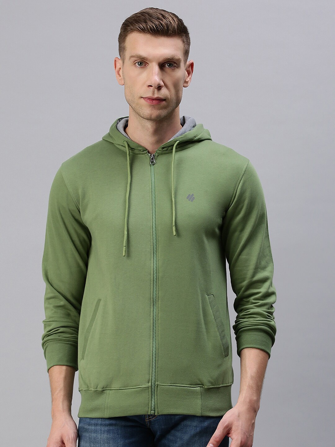 

ONN Men Olive Green Hooded Sweatshirt