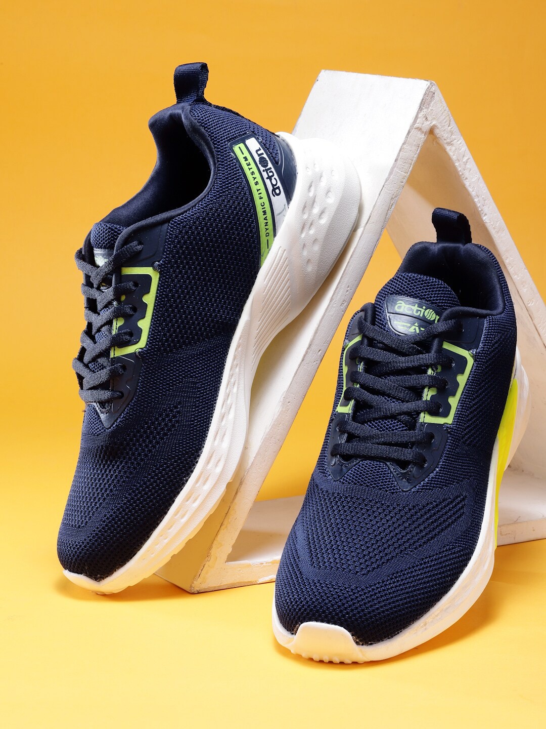 

Action ATG-605 Men's Navy & Green Mesh Lace-Up Air Max Sports Shoes, Navy blue