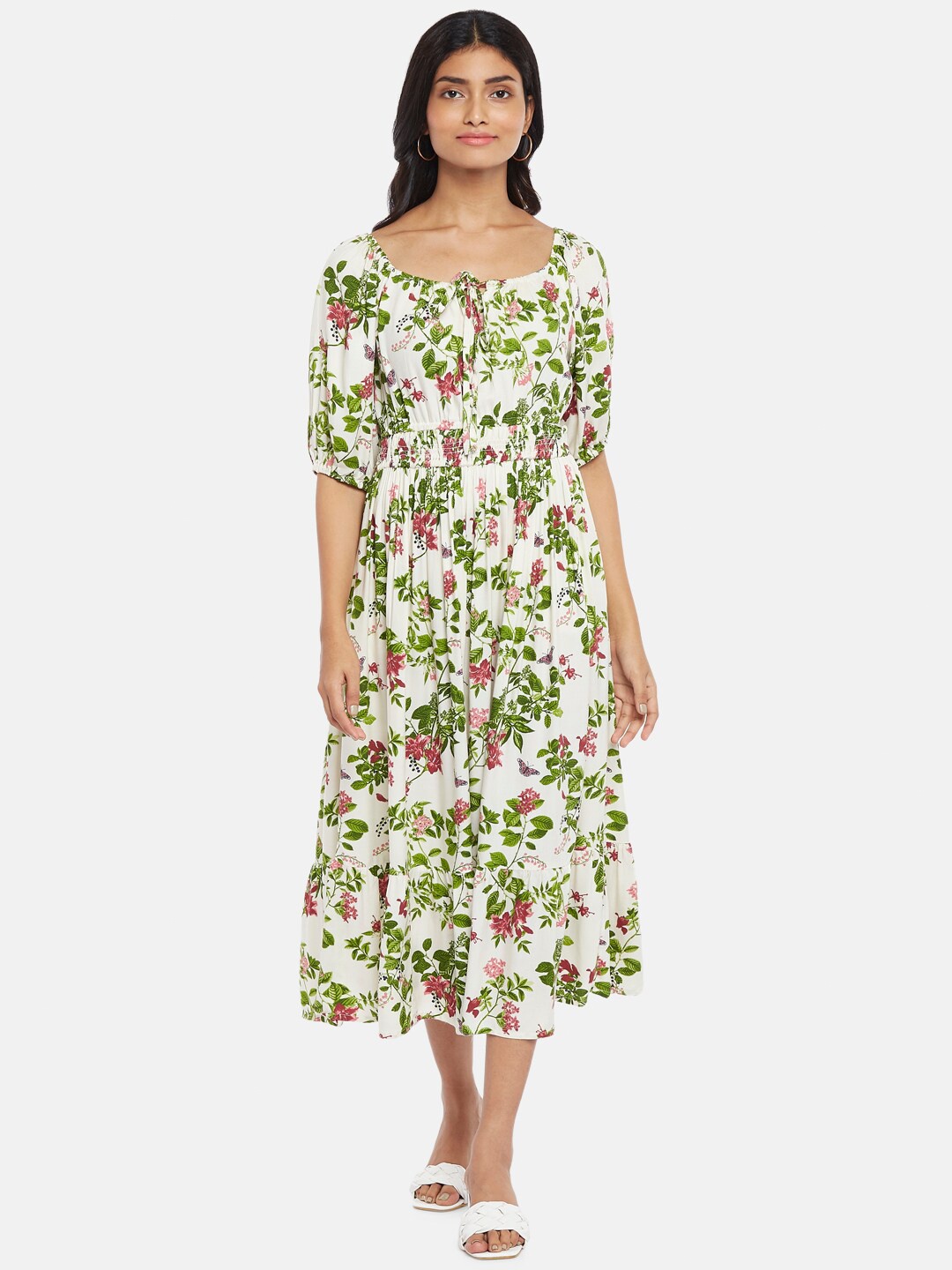 

Honey by Pantaloons White Floral Midi Dress